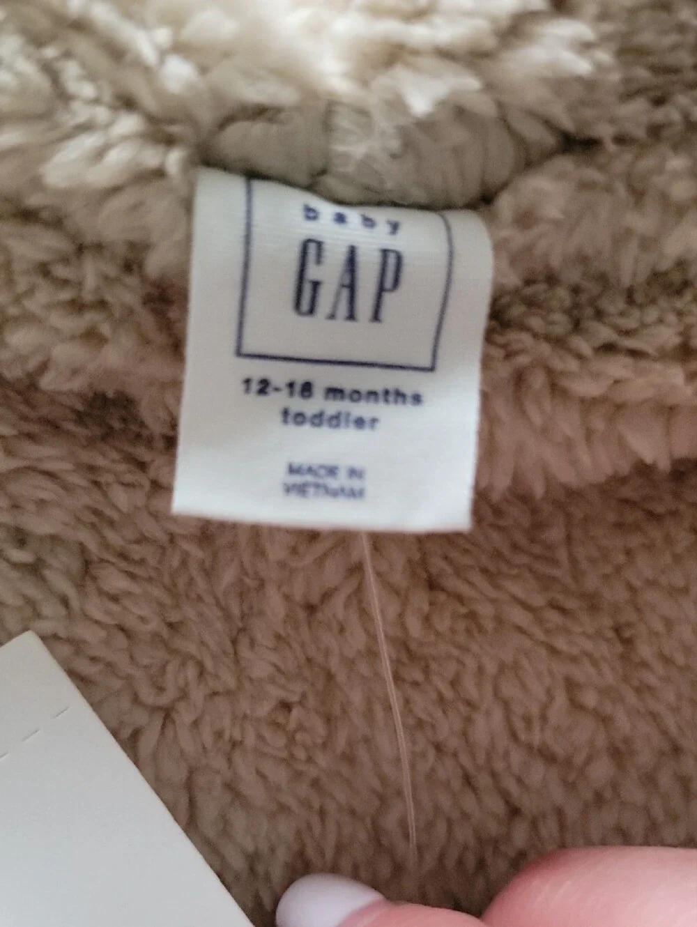 GAP Cream Sherpa-Lined Hoodie with Pink Logo